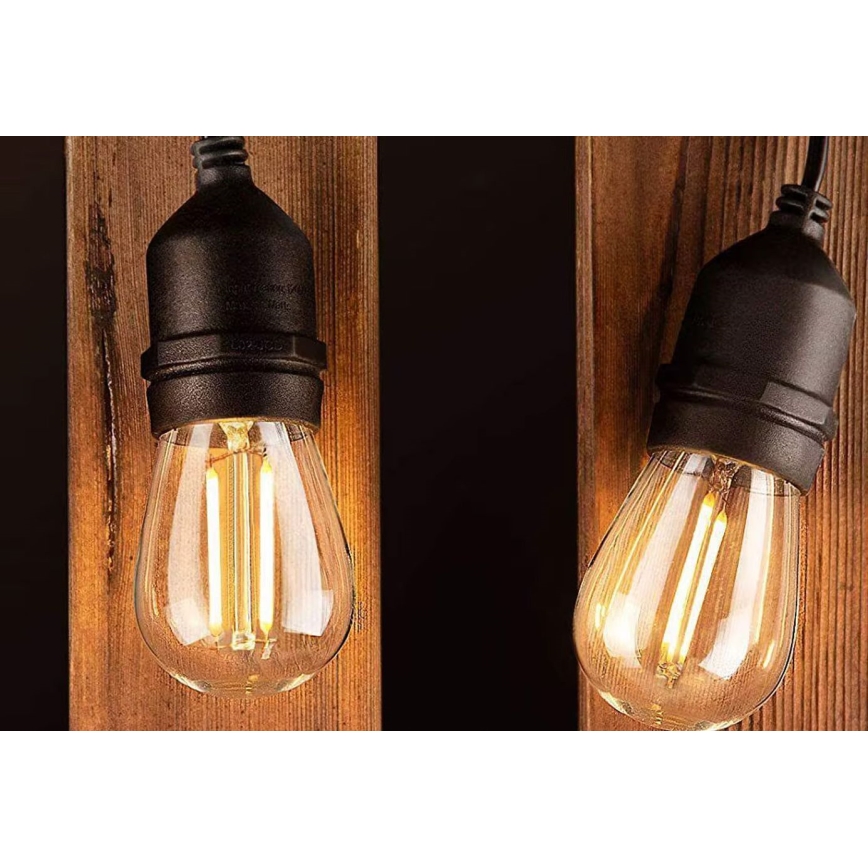 LED koristeketju ulkokäyttöön 15xE27/1W/230V 15 m IP65 musta