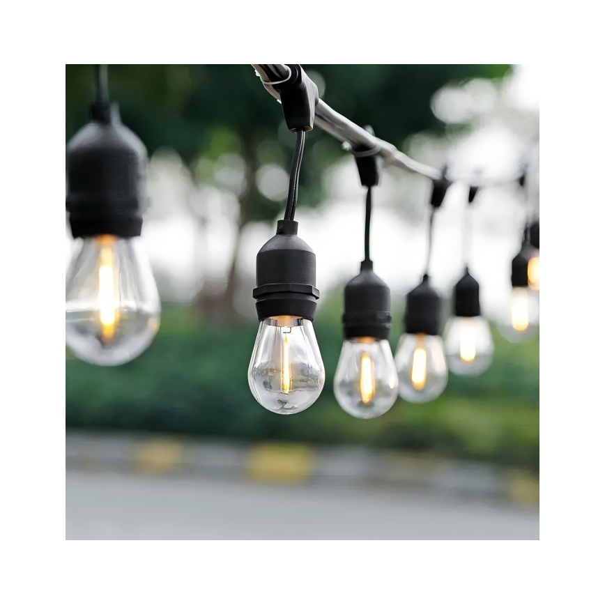 LED koristeketju ulkokäyttöön 20xE27/1W/230V 20 m IP65 musta