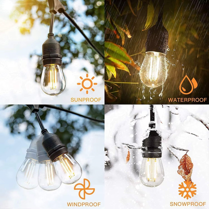 LED koristeketju ulkokäyttöön 20xE27/1W/230V 20 m IP65 musta