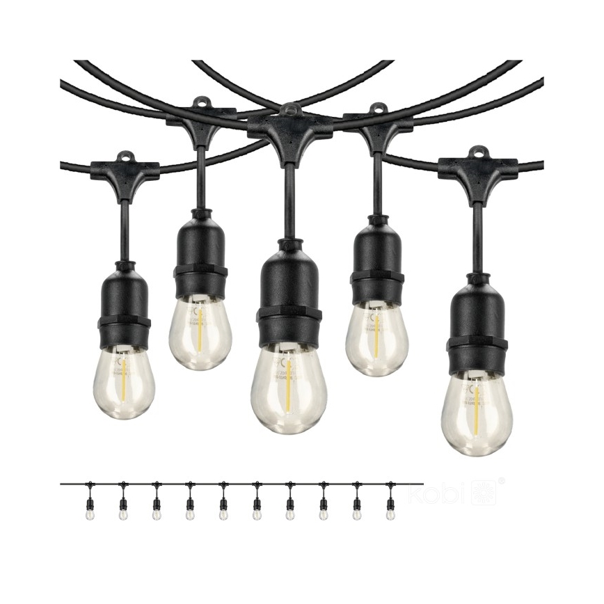 LED koristeketju ulkokäyttöön BAJA ST64 10xE27/1W/230V 10,9m IP44 lämpimänvalkoinen