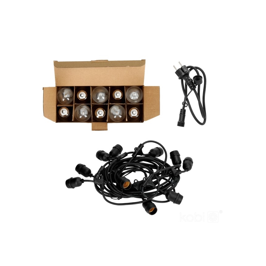 LED koristeketju ulkokäyttöön BAJA ST64 10xE27/1W/230V 10,9m IP44 lämpimänvalkoinen