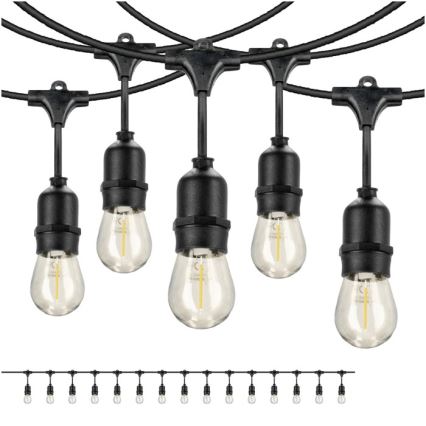 LED koristeketju ulkokäyttöön BAJA ST64 15xE27/1W/230V 15,9m IP44 lämpimänvalkoinen