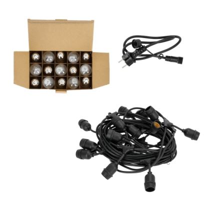 LED koristeketju ulkokäyttöön BAJA ST64 15xE27/1W/230V 15,9m IP44 lämpimänvalkoinen
