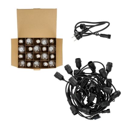 LED koristeketju ulkokäyttöön BAJA ST64 20xE27/1W/230V 10,9m IP44 lämpimänvalkoinen