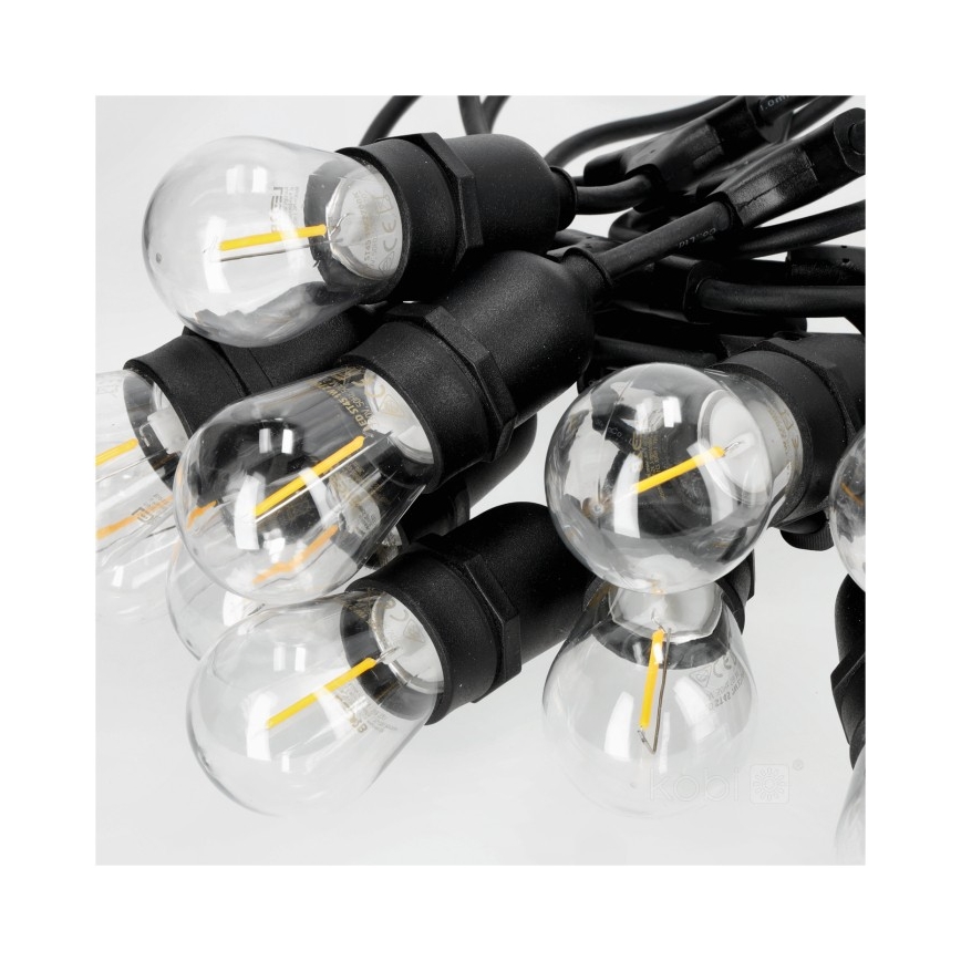 LED koristeketju ulkokäyttöön BAJA ST64 20xE27/1W/230V 20,9m IP44 lämpimänvalkoinen