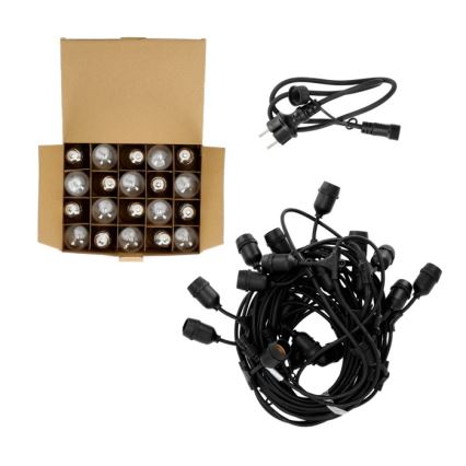 LED koristeketju ulkokäyttöön BAJA ST64 20xE27/1W/230V 20,9m IP44 lämpimänvalkoinen