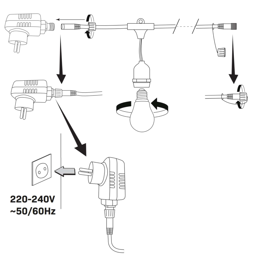 LED koristeketju ulkokäyttöön PARTY NEON 7,6 m 10xE27/0,6W/36V IP44
