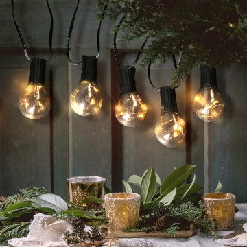 LED koristeketju ulkokäyttöön SEPPELE 10xLED/3xAA 3m IP44 lämpimänvalkoinen