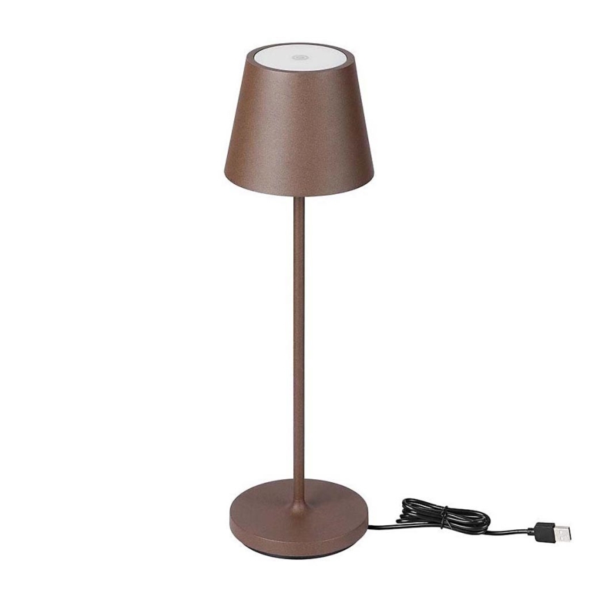 LED Kosketushimmennettävä ladattava pöytävalaisin LED/2W/5V 4400 mAh 3000K IP54 ruskea
