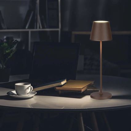 LED Kosketushimmennettävä ladattava pöytävalaisin LED/2W/5V 4400 mAh 3000K IP54 ruskea