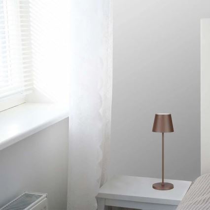 LED Kosketushimmennettävä ladattava pöytävalaisin LED/2W/5V 4400 mAh 3000K IP54 ruskea