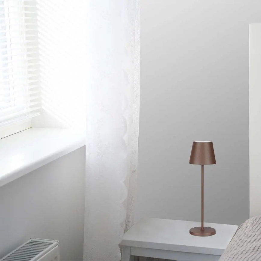 LED Kosketushimmennettävä ladattava pöytävalaisin LED/2W/5V 4400 mAh 3000K IP54 ruskea