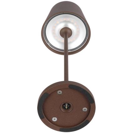 LED Kosketushimmennettävä ladattava pöytävalaisin LED/2W/5V 4400 mAh 3000K IP54 ruskea