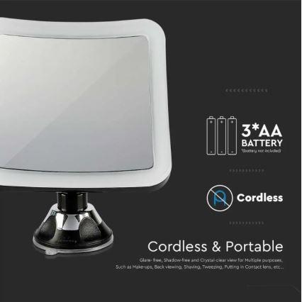 LED-kosmetiikkapeili LED/3,2W/4,5V 3xAA IP44