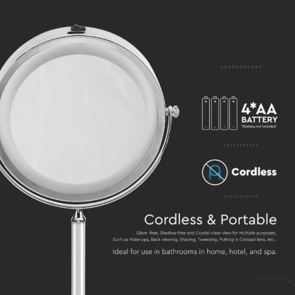 LED-kosmetiikkapeili LED/3W/6V 4xAA IP44