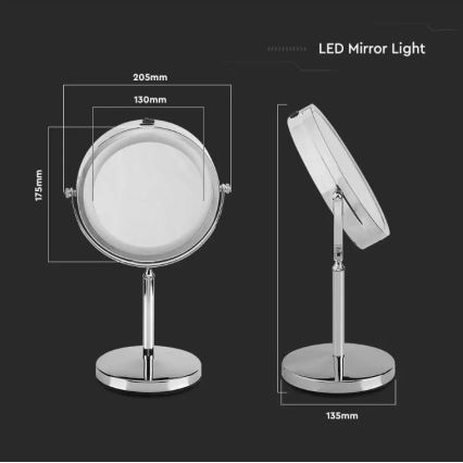 LED-kosmetiikkapeili LED/3W/6V 4xAA IP44