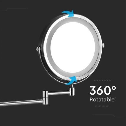 LED-kosmetiikkapeili seinälle LED/3W/6V IP44