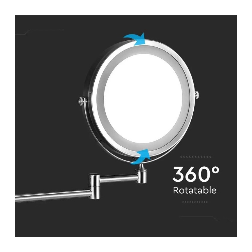 LED-kosmetiikkapeili seinälle LED/3W/6V IP44