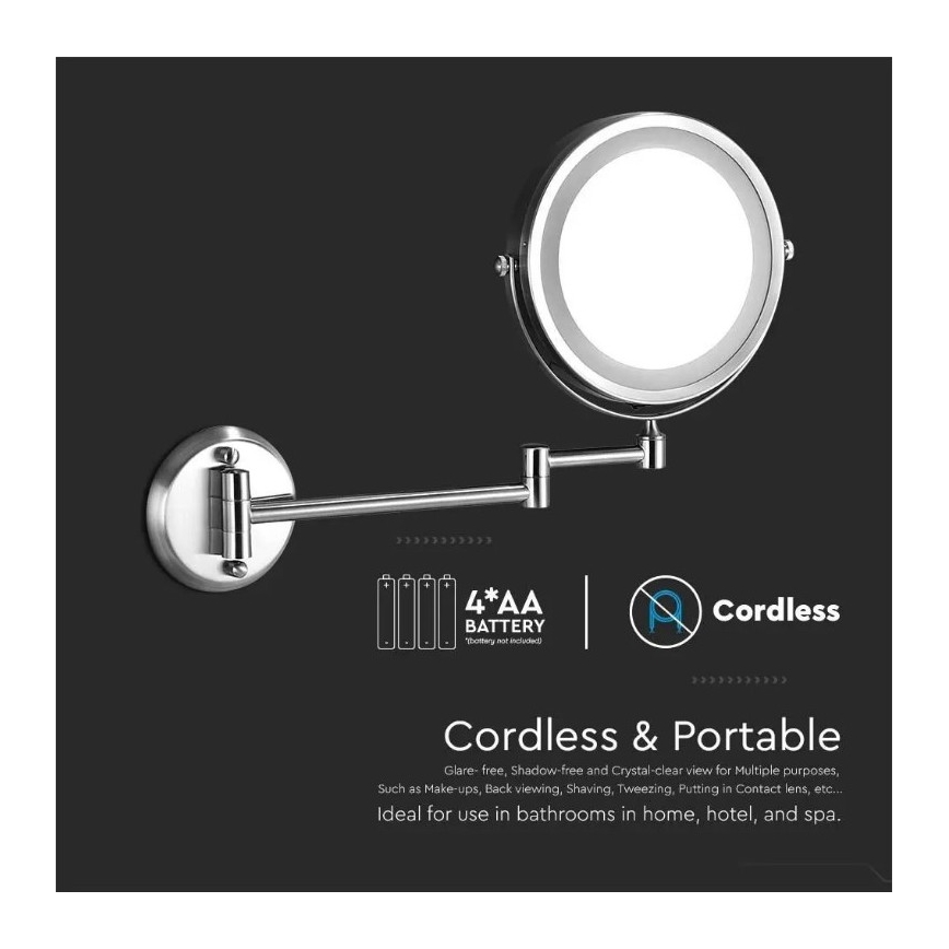 LED-kosmetiikkapeili seinälle LED/3W/6V IP44