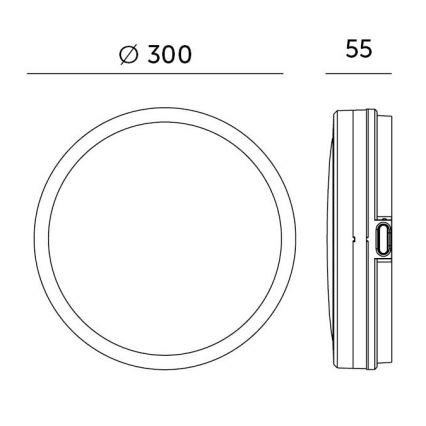 LED Kylpyhuoneen kattovalaisin anturilla LED/24W/230V 3000/4000/6500K IP65 Ø 30 cm musta + kaukosäädin