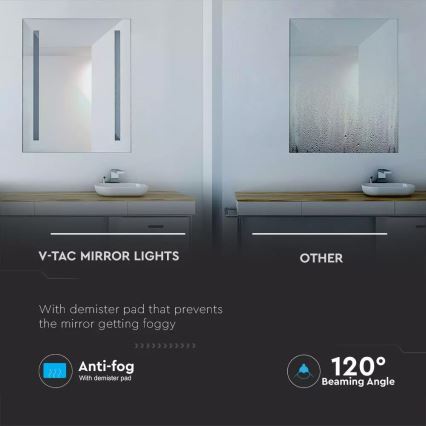LED Kylpyhuoneen lämmitettävä taustavalaistu peili LED/17W/230V IP44
