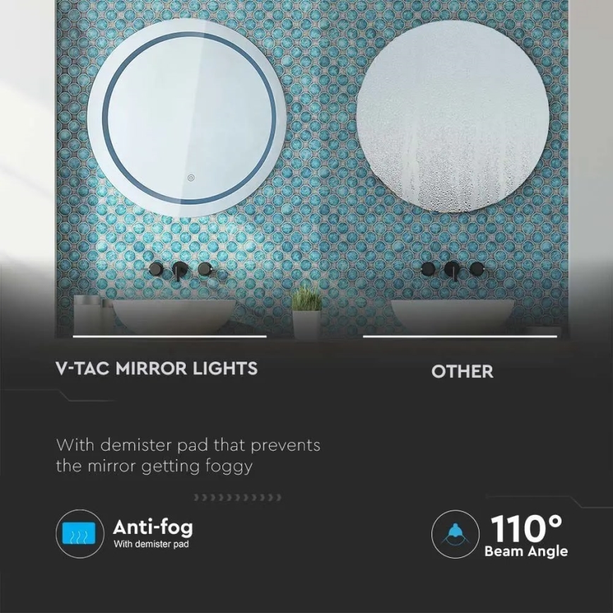 LED Kylpyhuoneen lämmitettävä taustavalaistu peili LED/25W/230V IP44 3000K/4000K/6400K