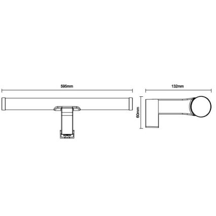 LED kylpyhuoneen peilivalaisin LED/12W/230V 59,5 cm IP44 musta