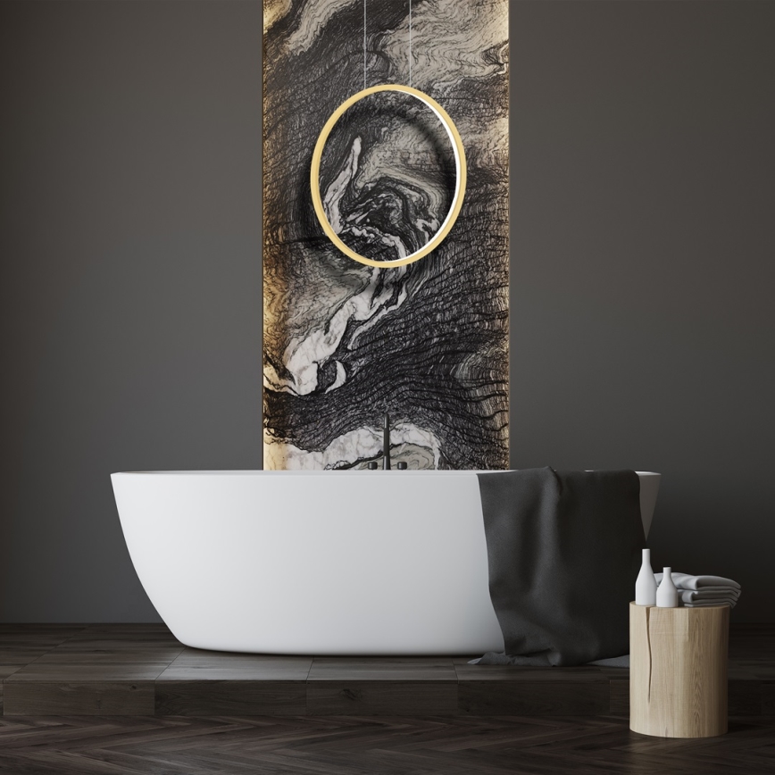 LED Kylpyhuoneen riippuvalaisin SATURNO LED/28W/230V halk. 50 cm IP44 kulta