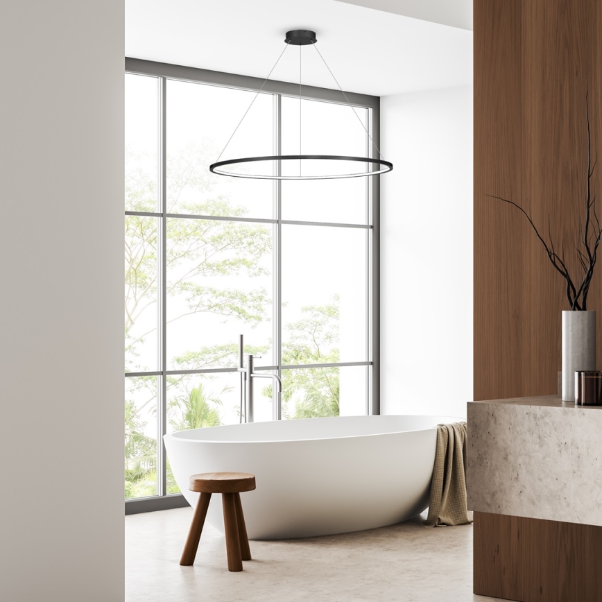 LED Kylpyhuoneen riippuvalaisin SATURNO LED/65W/230V halk. 120 cm IP44 antrasiitti