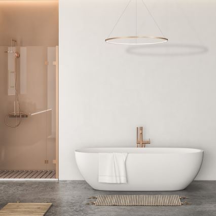 LED Kylpyhuoneen riippuvalaisin SATURNO LED/65W/230V halk. 120 cm IP44 kulta