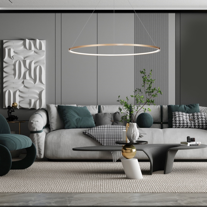 LED Kylpyhuoneen riippuvalaisin SATURNO LED/65W/230V halk. 120 cm IP44 kulta