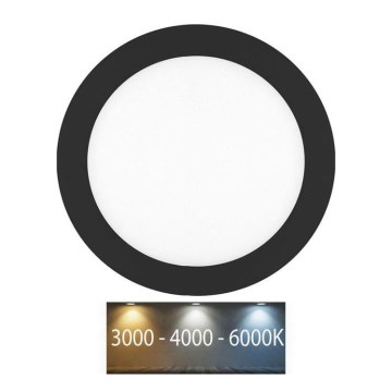 LED Kylpyhuoneen upotettava valo LADA LED/12W/230V 3000/4000/6000K halkaisija 17 cm IP44 musta