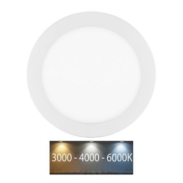 LED Kylpyhuoneen upotettava valo LADA LED/18W/230V 3000/4000/6000K halkaisija 22 cm IP44 valkoinen