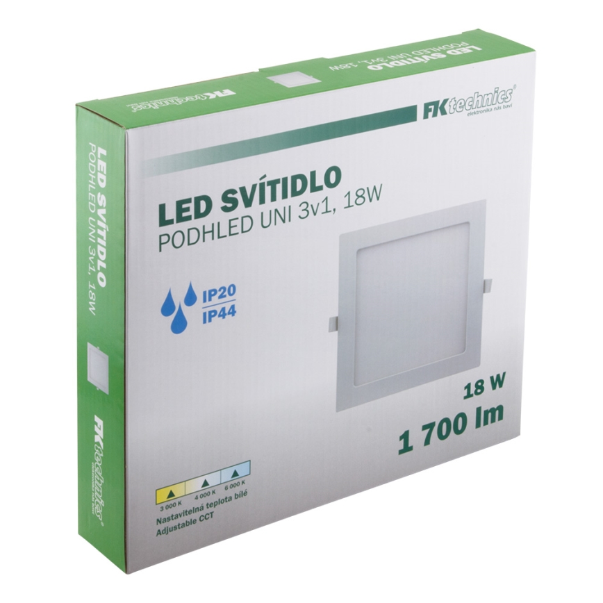 LED Kylpyhuoneen upotettava valo LED/18W/230V 3000/4000/6000K IP44