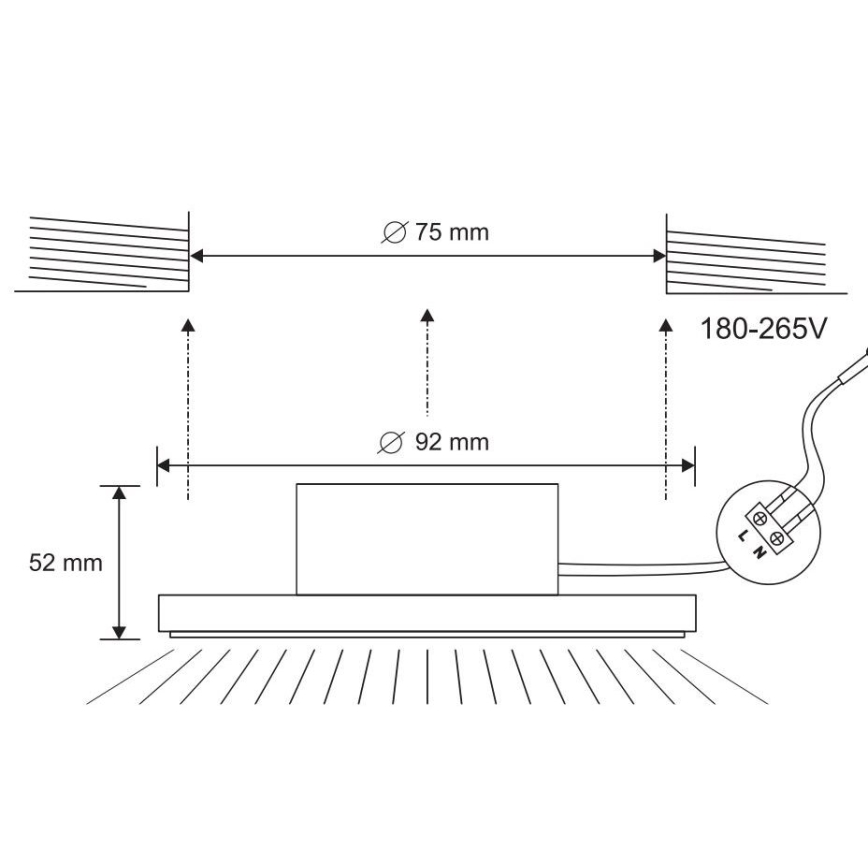 LED Kylpyhuoneen upotettava valo LED/7W/230V 4000K musta IP44