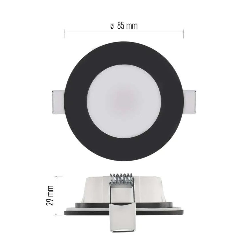 LED Kylpyhuoneen upotettava valo LORI LED/4,5W/230V IP65 2700/4000K halkaisija 8,5 cm musta