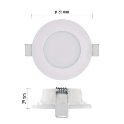 LED Kylpyhuoneen upotettava valo LORI LED/4,5W/230V IP65 2700/4000K halkaisija 8,5 cm valkoinen