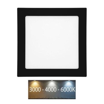 LED Kylpyhuoneen upotettava valo RAFA LED/12W/230V 3000/4000/6000K 17x17 cm IP44 musta