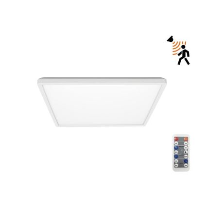 LED Kylpyhuonevalaisin liiketunnistimella ja hämäräkytkimellä NIVERA LED/12W/230V IP54 3000/4000/6000K 22,5x22,5 cm valkoinen + kaukosäädin