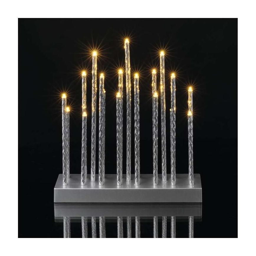 LED-kynttelikkö joulu 19xLED/3xAA harmaa