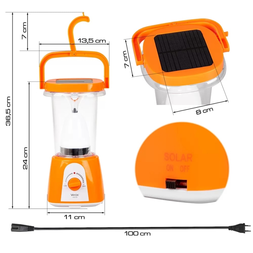 LED Himmennettävä ladattava aurinko lamppu virta pankki -toiminto LED/230V 710 kiiltävä 1600 mAh