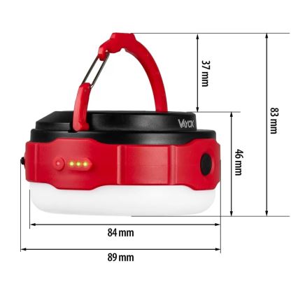 LED Himmennettävä ladattava aurinko taskulamppu virta pankki -toiminto LED/3W/5V 3000/4000/6500K IPX6 500 kiiltävä 2000 mAh