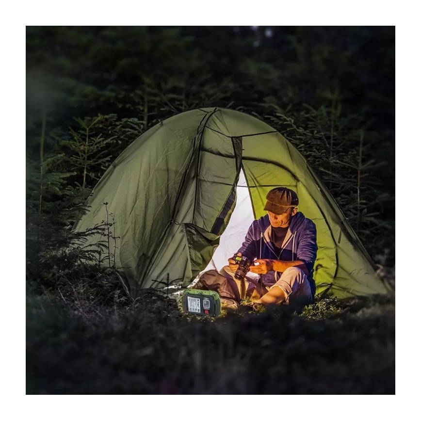 LED Ladattava himmennettävä valonheitin SAMSUNG CHIP + SOS-toiminto LED/20W/3,7V/USB IP44 4000K vihreä