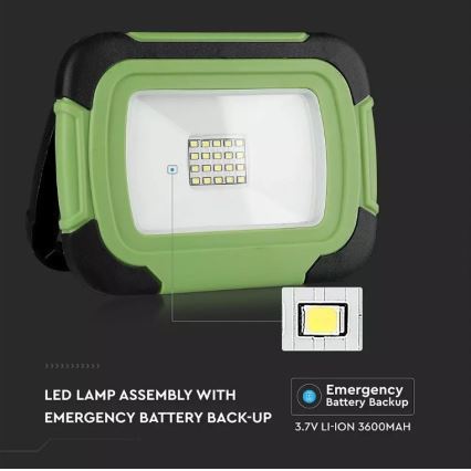 LED Ladattava himmennettävä valonheitin SAMSUNG CHIP + SOS-toiminto LED/20W/3,7V/USB IP44 4000K vihreä