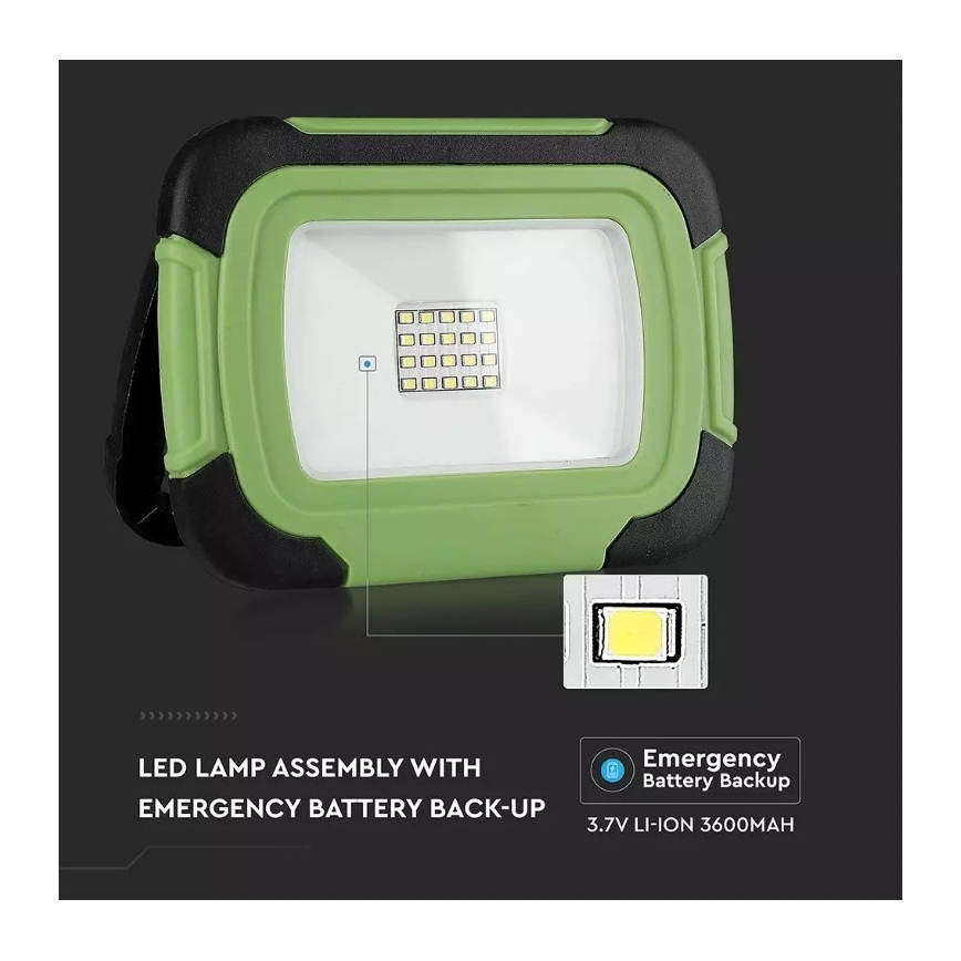 LED Ladattava himmennettävä valonheitin SAMSUNG CHIP + SOS-toiminto LED/20W/3,7V/USB IP44 4000K vihreä