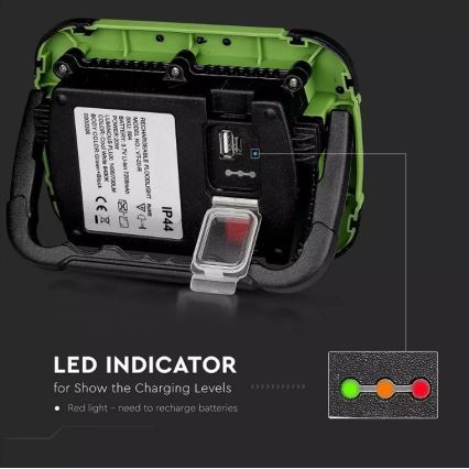 LED Ladattava himmennettävä valonheitin SAMSUNG CHIP + SOS-toiminto LED/20W/3,7V/USB IP44 4000K vihreä