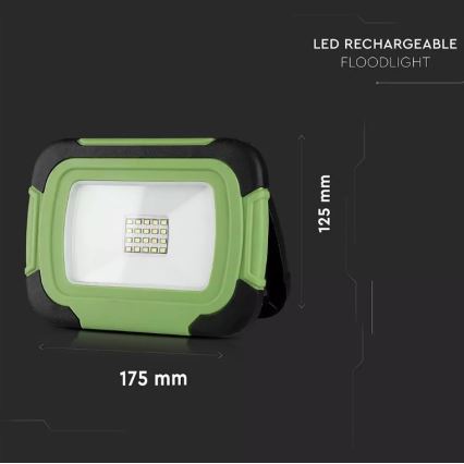 LED Ladattava himmennettävä valonheitin SAMSUNG CHIP + SOS-toiminto LED/20W/3,7V/USB IP44 4000K vihreä