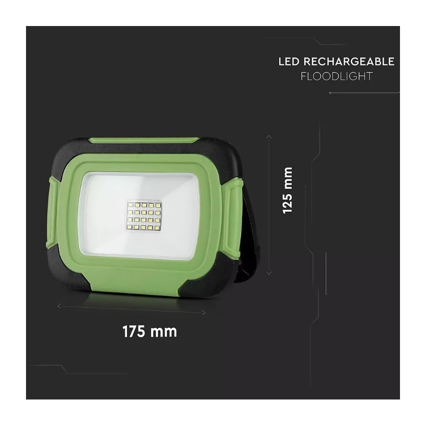 LED Ladattava himmennettävä valonheitin SAMSUNG CHIP + SOS-toiminto LED/20W/3,7V/USB IP44 4000K vihreä