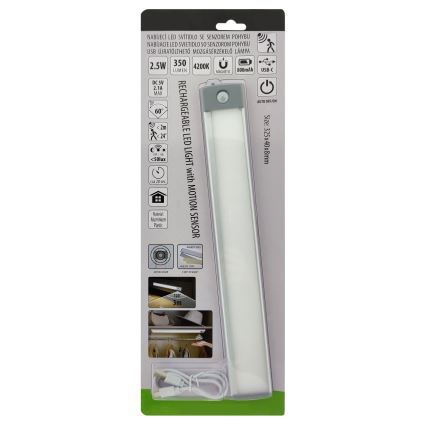 LED Ladattava kalustevalaistus anturilla LED/2,5W/5V USB 800 mAh 4200K 32,5 cm