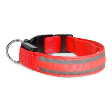 LED ladattava koiran kaulapanta 35-43 cm 1xCR2032/5V/40 mAh punainen